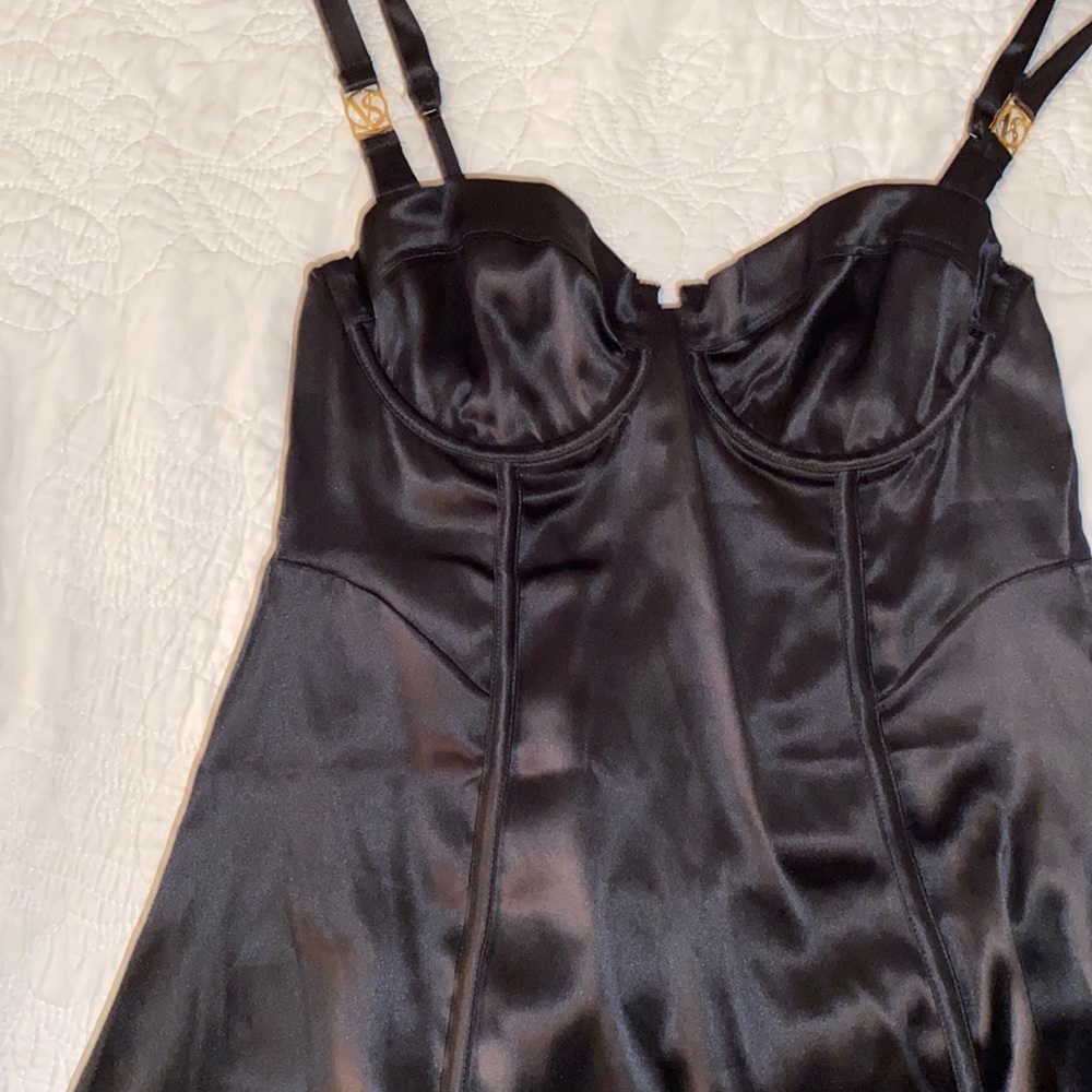 Victoria's Secret Black and Gold Bustier Mini Dress